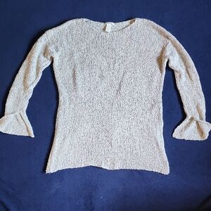 H&M Cream Textured Knit Crew Neck Sweater